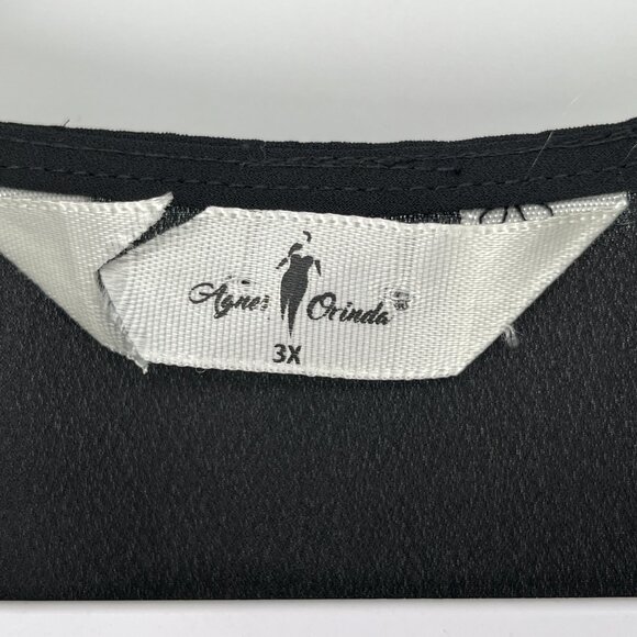 Agnes Orinda Black Roll Tab Sleeve Blouse 3X Sheer Chiffon Tunic Office Holiday - Picture 5 of 9